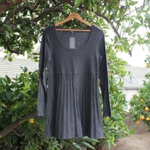 NEW DAISY FUENTES FIT AND FLARE SWEATER DRESS GRAY